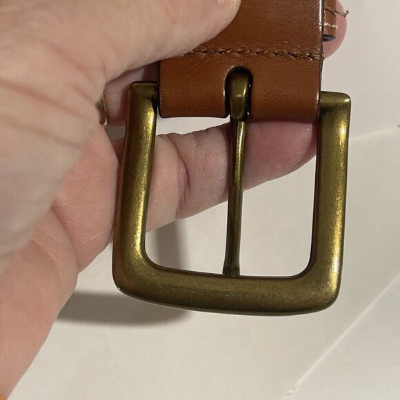 Tommy Hilfiger cowhide buffalo leather brass buckle canvas nautical belt 32/80 - Picture 15 of 16
